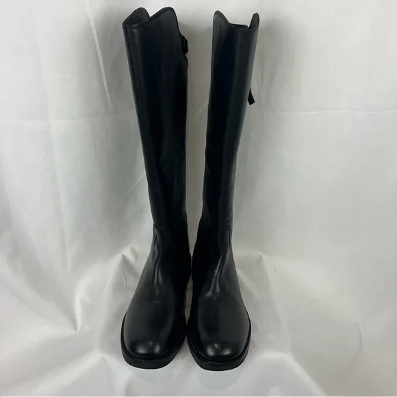 Free People Faded Black Everly Equestrian Boots Leather Zipper Back - Picture 10 of 16